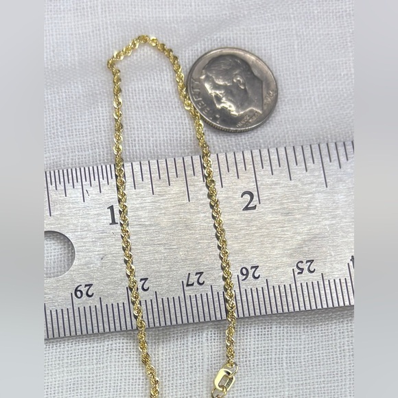 10K Yellow Gold Diamond Cut Rope Bracelet 7” Italy Solid Gold - Picture 4 of 6